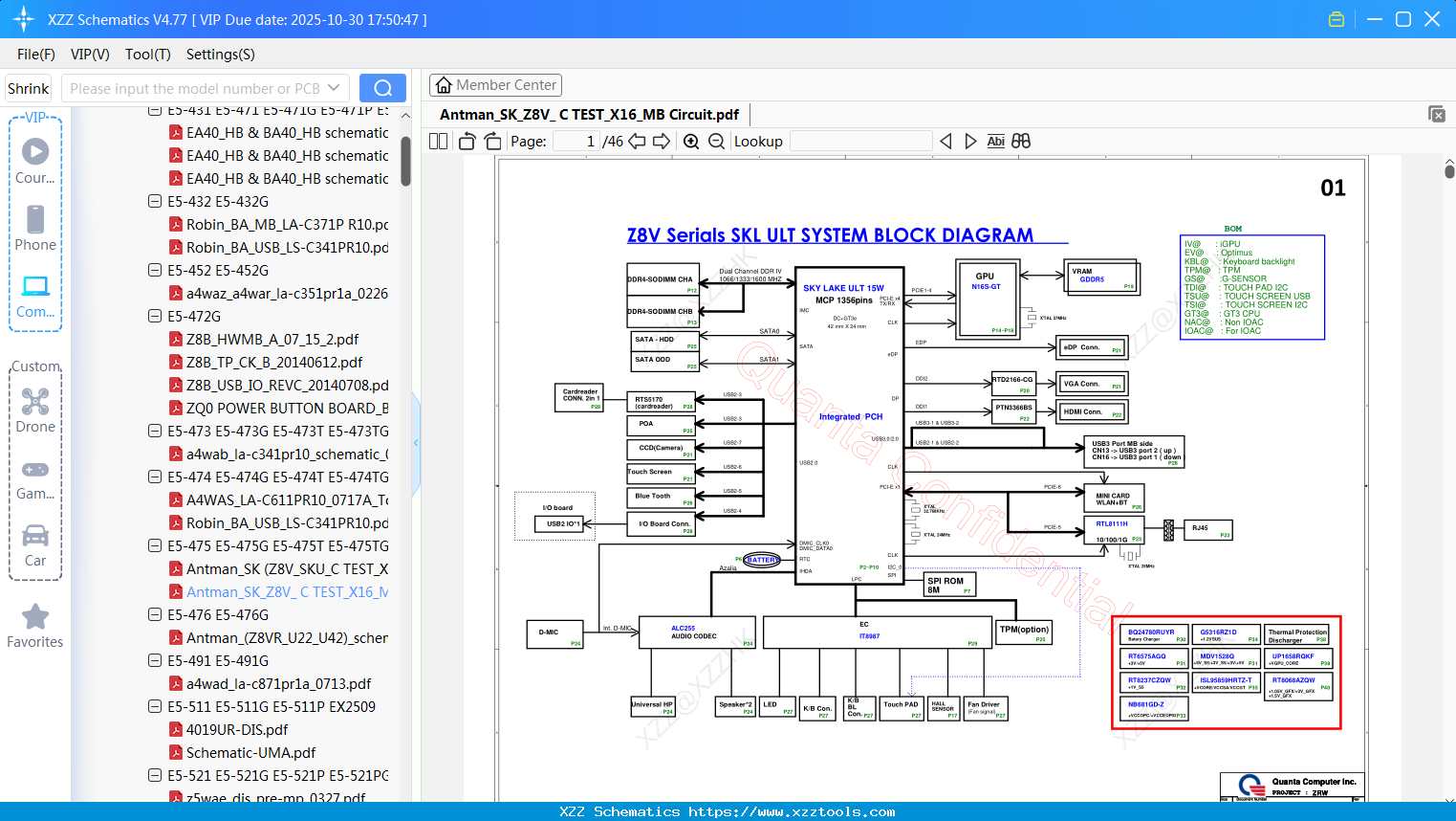 Laptop ACER Antman_SK_Z8V_ C TEST_X16_MB Circuit